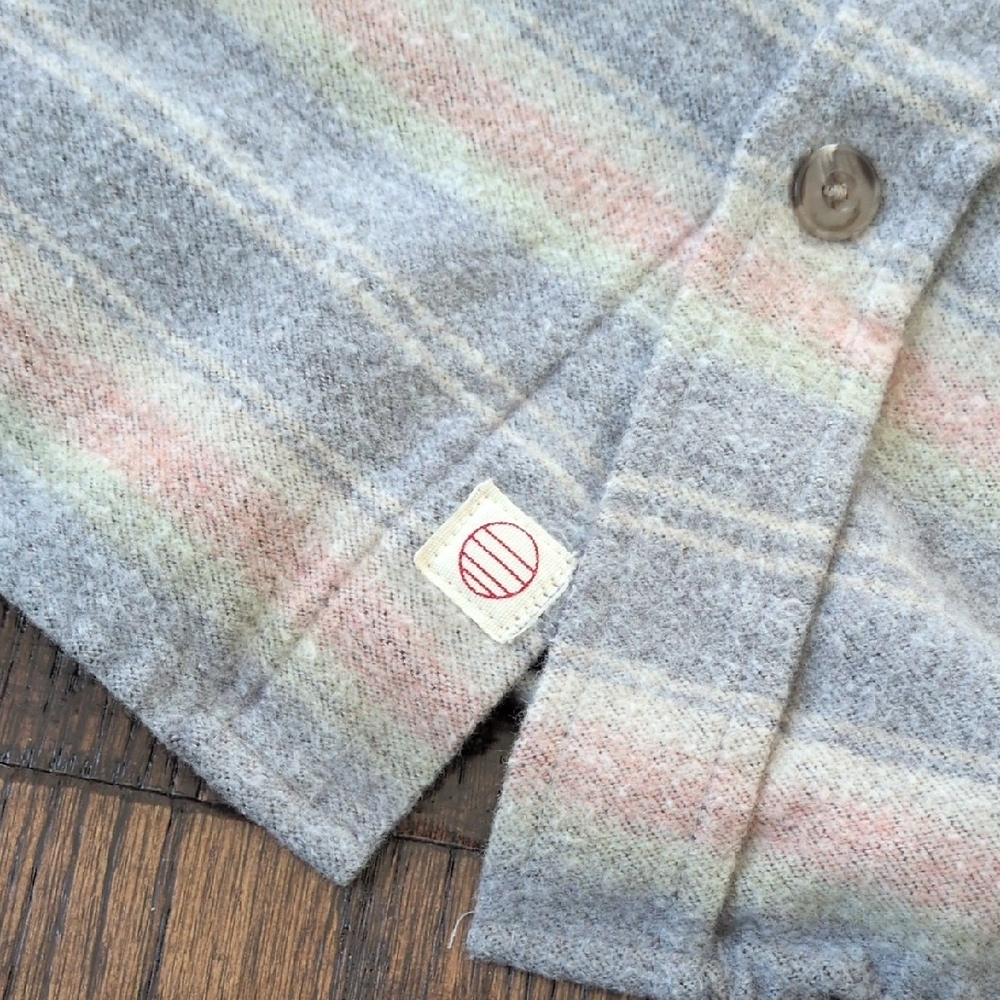 MARINE LAYER I Striped Vintage Style Cotton-Wool Blend Button Front Shirt, L - Picture 8 of 15